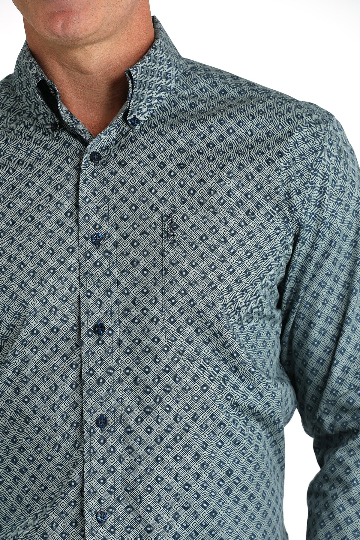 CINCH Men's Navy Modern Fit Print Button-Down Shirt