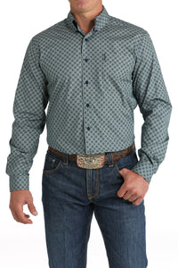 CINCH Men's Navy Modern Fit Print Button-Down Shirt