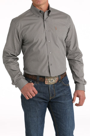 CINCH Men's Grey Modern Fit Print Button-Down Shirt