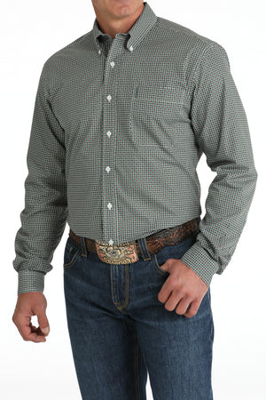 CINCH Men's Green Modern Fit Print Button-Down Shirt