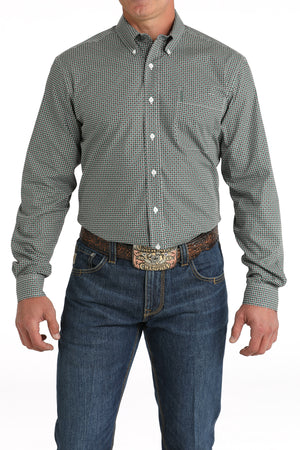 CINCH Men's Green Modern Fit Print Button-Down Shirt