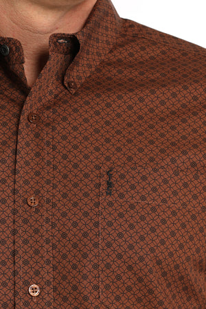 CINCH Men's Brown Modern Fit Print Button-Down Shirt