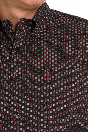 CINCH Men's Black Modern Fit Print Button-Down Shirt