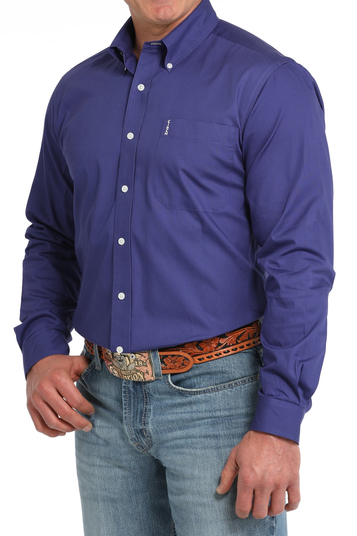 CINCH Men's Purple L/S Modern Fit Print Button-Down Shirt