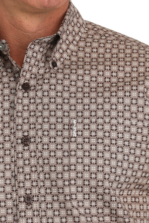 CINCH Men's Brown Modern Fit Brown Button-Down Shirt
