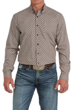 CINCH Men's Brown Modern Fit Brown Button-Down Shirt