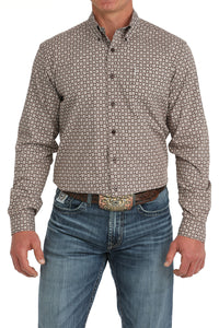 CINCH Men's Brown Modern Fit Brown Button-Down Shirt