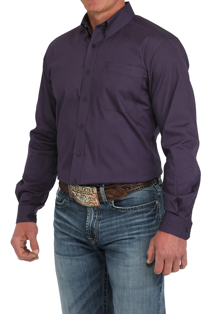 CINCH Men's Purple Modern Fit Brown Button-Down Shirt