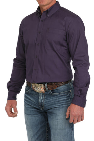 CINCH Men's Purple Modern Fit Brown Button-Down Shirt