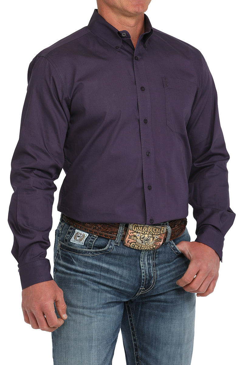 CINCH Men's Purple Modern Fit Brown Button-Down Shirt