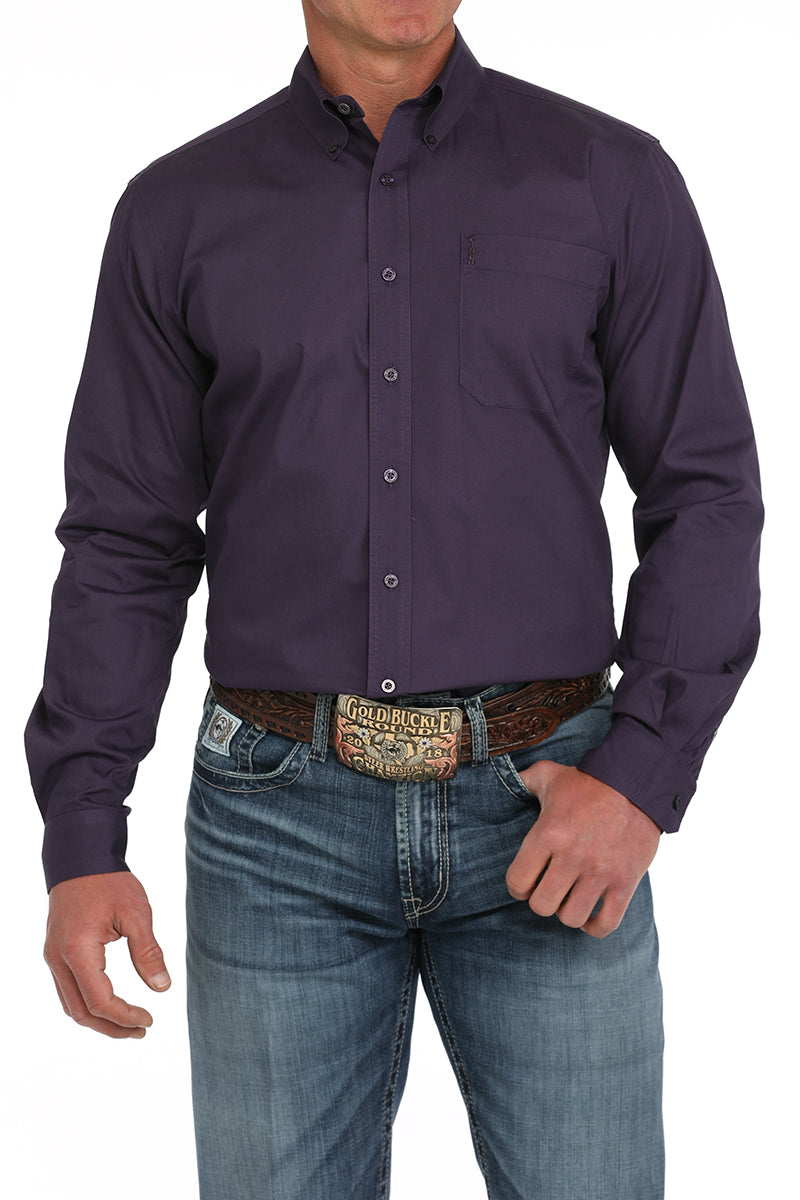 CINCH Men's Purple Modern Fit Brown Button-Down Shirt