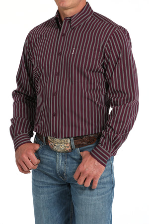 CINCH Men's Purple Modern Fit Brown Button-Down Shirt