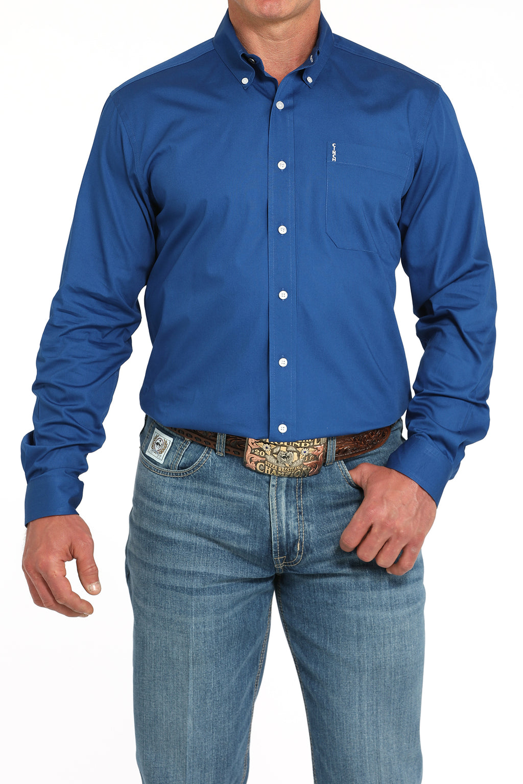 CINCH Men's Royal Blue Modern Button-Down Western Shirt