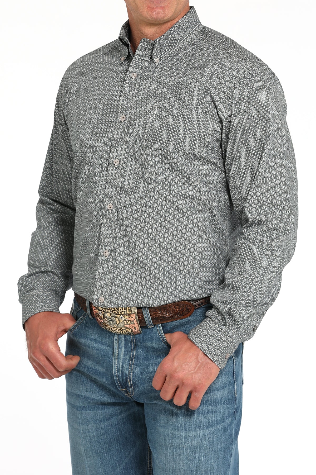 CINCH Men's Grey Modern Button-Down Western Shirt