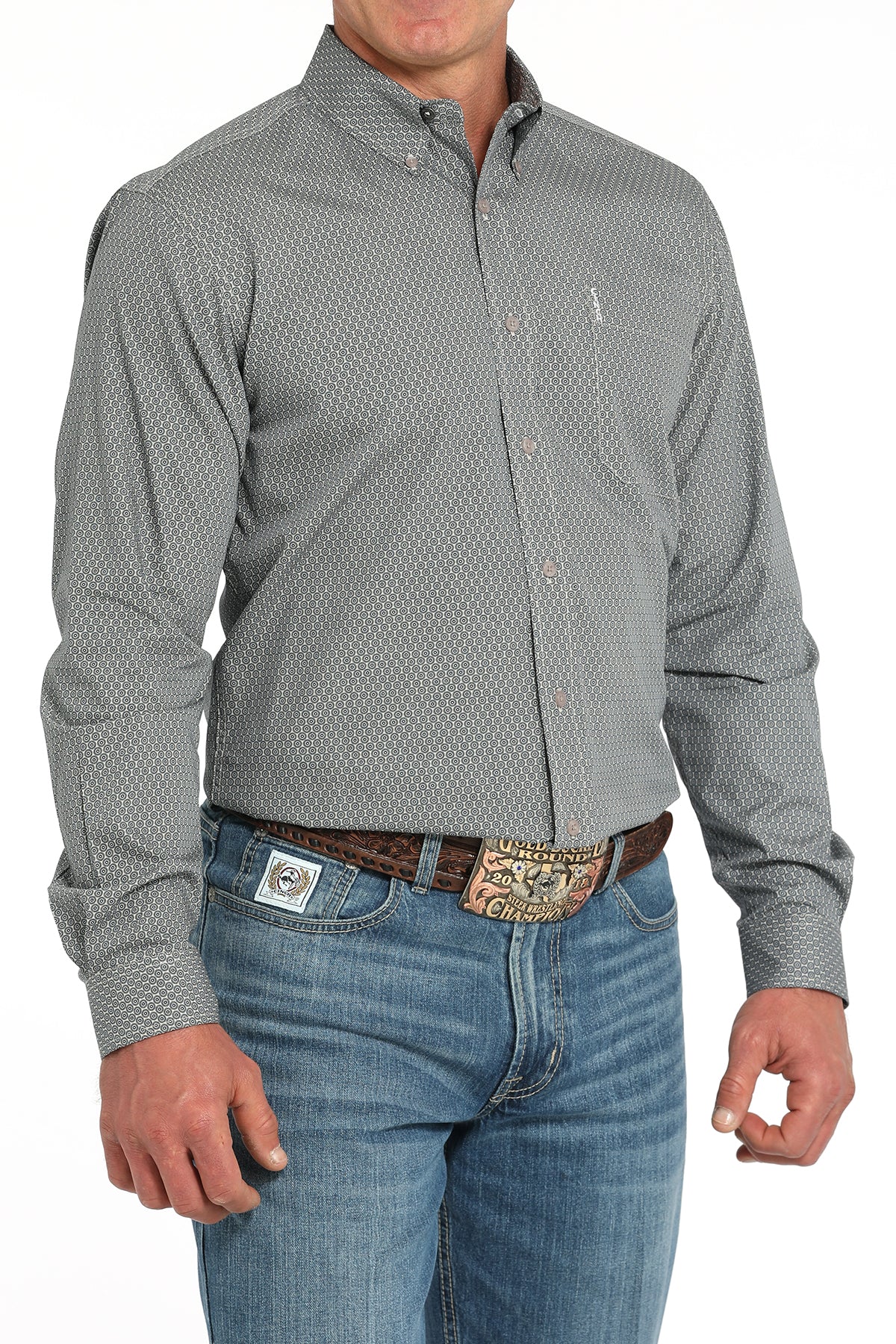 CINCH Men's Grey Modern Button-Down Western Shirt