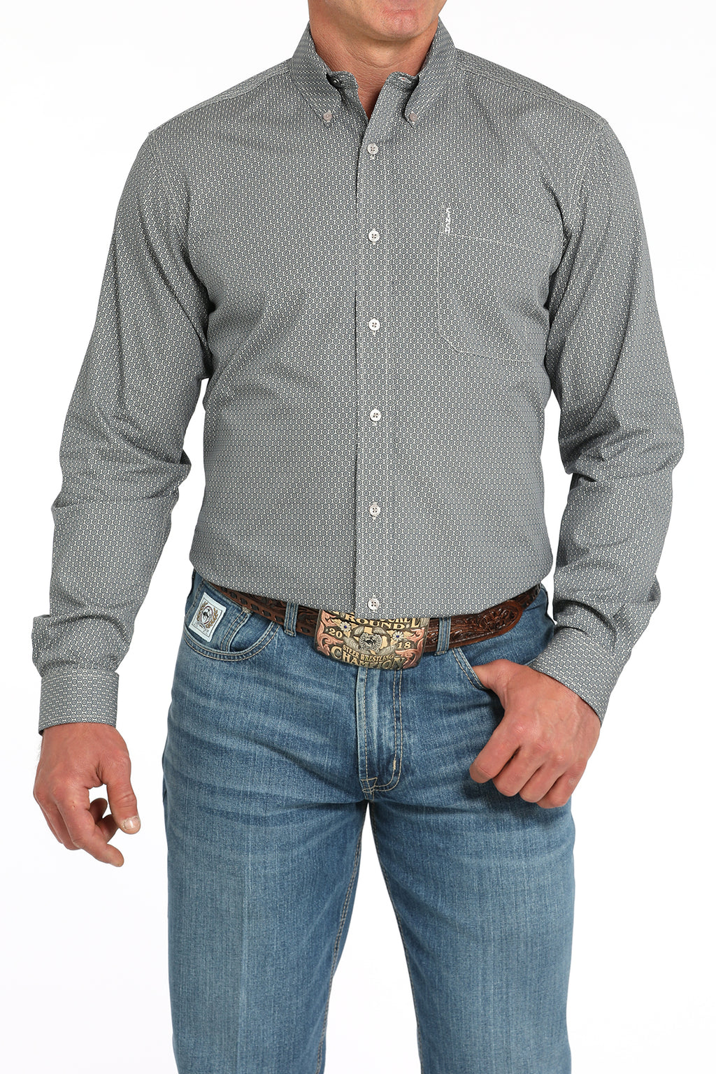 CINCH Men's Grey Modern Button-Down Western Shirt