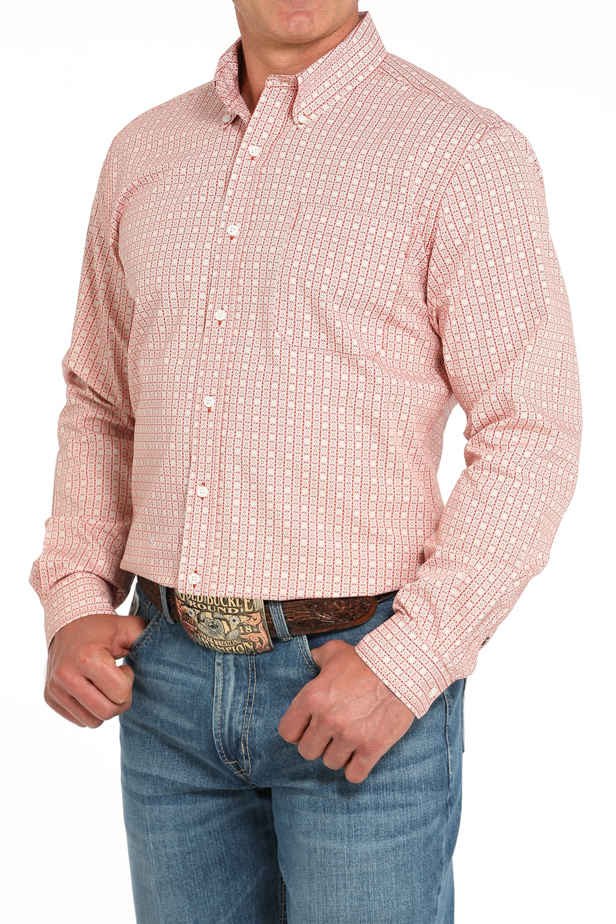 CINCH Men's Red Modern Button-Down Western Shirt