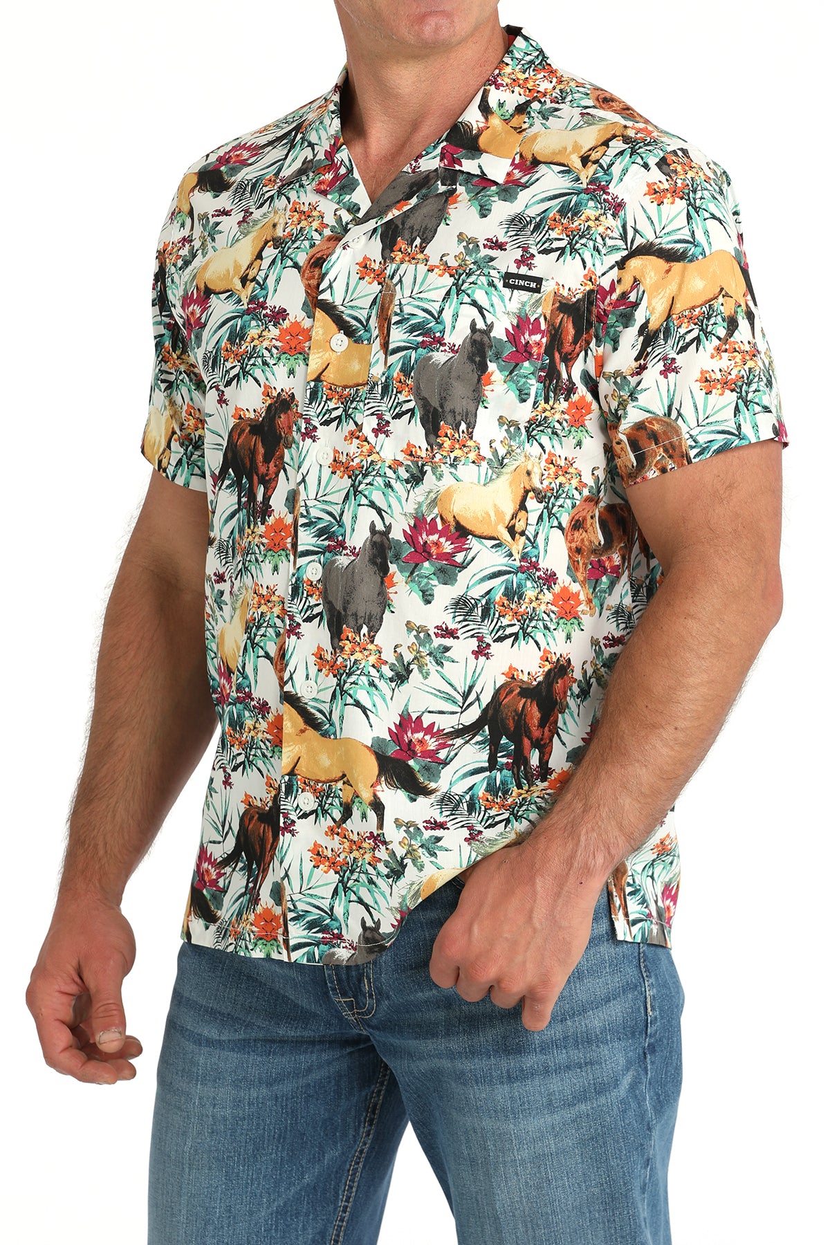CINCH Men's Camp Hawaiian Short Sleeve Button-Down Western Shirt