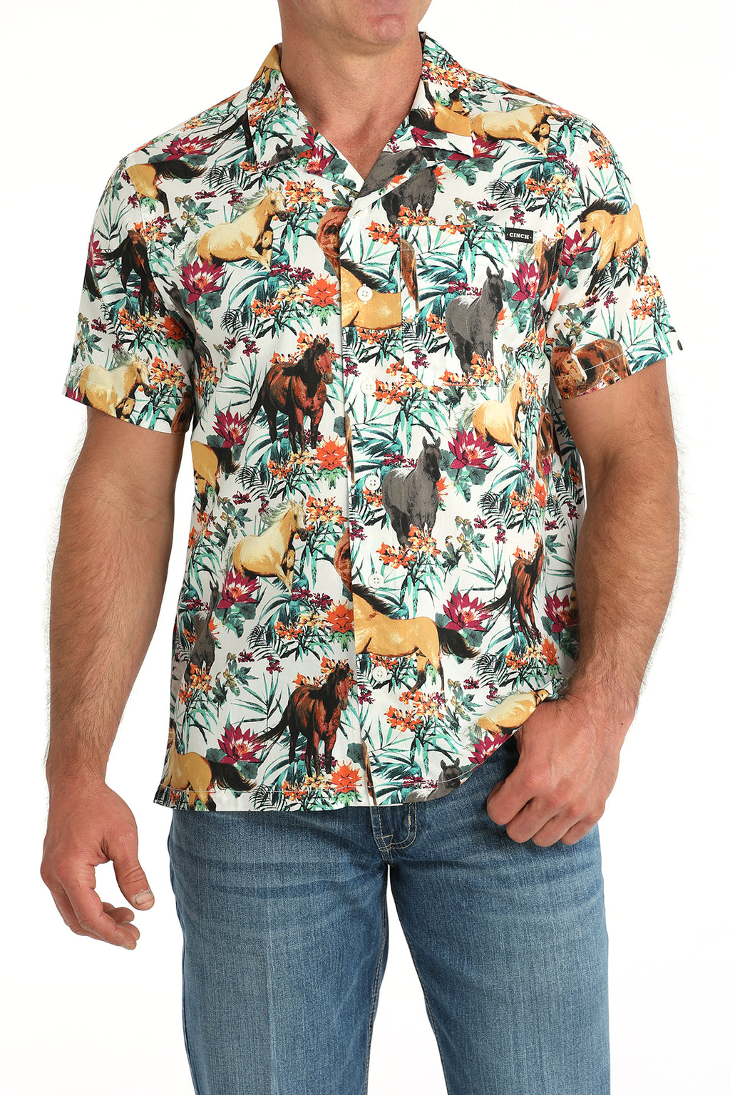 CINCH Men's Camp Hawaiian Short Sleeve Button-Down Western Shirt