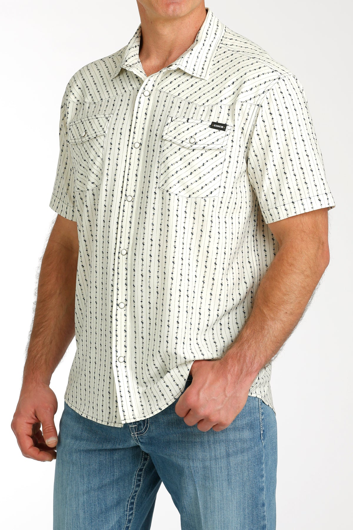 CINCH Men's Cream Camp Short Sleeve Button-Down Western Shirt