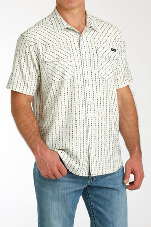 CINCH Men's Cream Camp Short Sleeve Button-Down Western Shirt