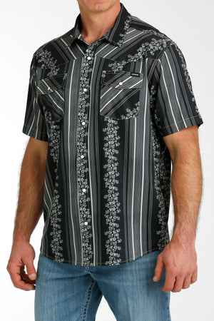 CINCH Men's Black Camp Short Sleeve Button-Down Western Shirt