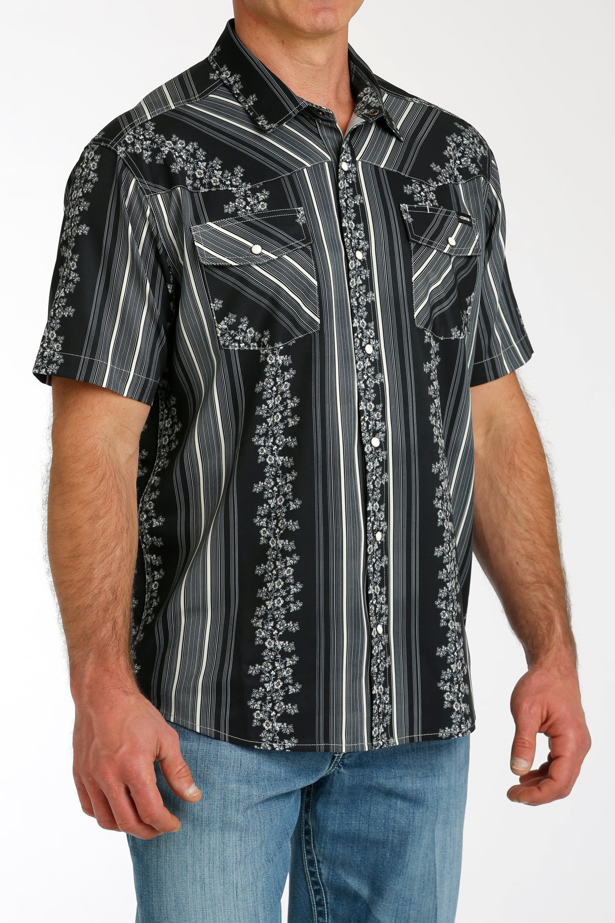 CINCH Men's Black Camp Short Sleeve Button-Down Western Shirt