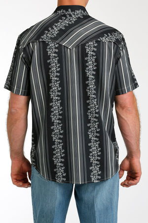 CINCH Men's Black Camp Short Sleeve Button-Down Western Shirt