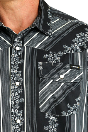 CINCH Men's Black Camp Short Sleeve Button-Down Western Shirt