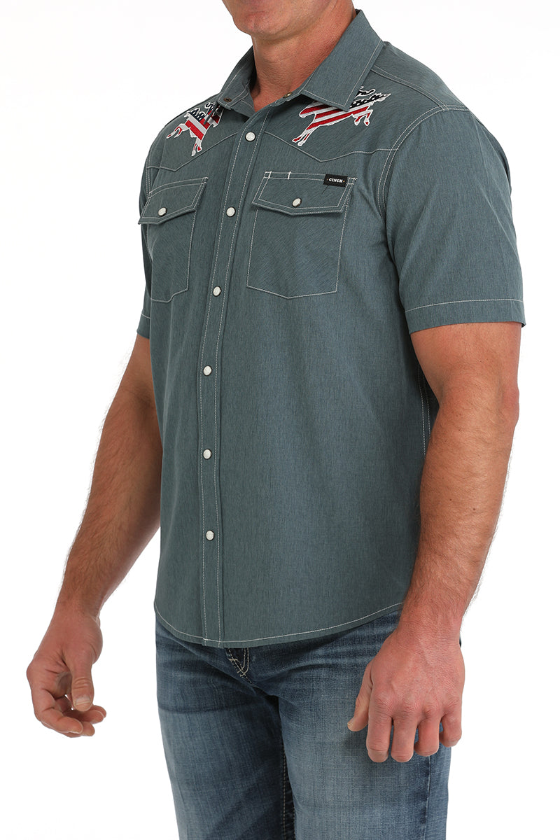 CINCH Men's Blue Camp Shirt
