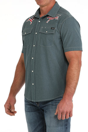 CINCH Men's Blue Camp Shirt