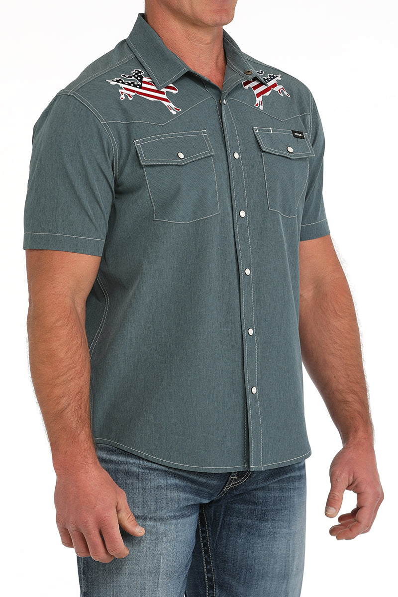 CINCH Men's Blue Camp Shirt