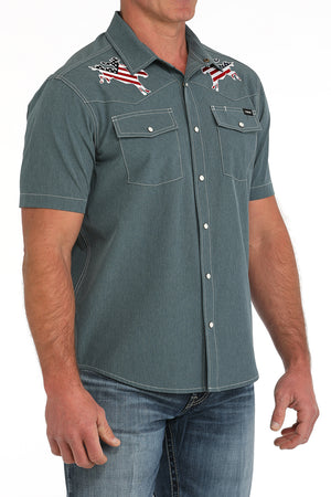 CINCH Men's Blue Camp Shirt