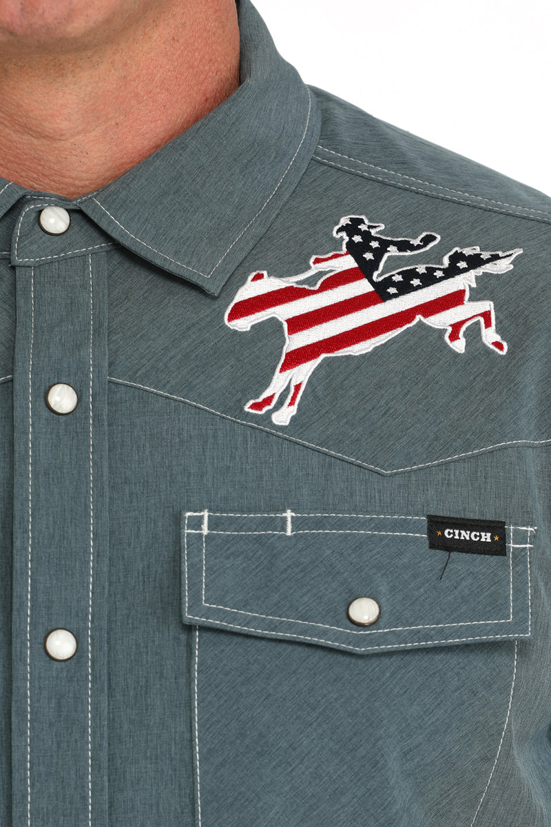 CINCH Men's Blue Camp Shirt