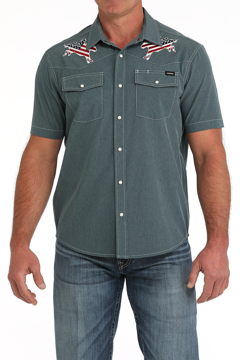 CINCH Men's Blue Camp Shirt