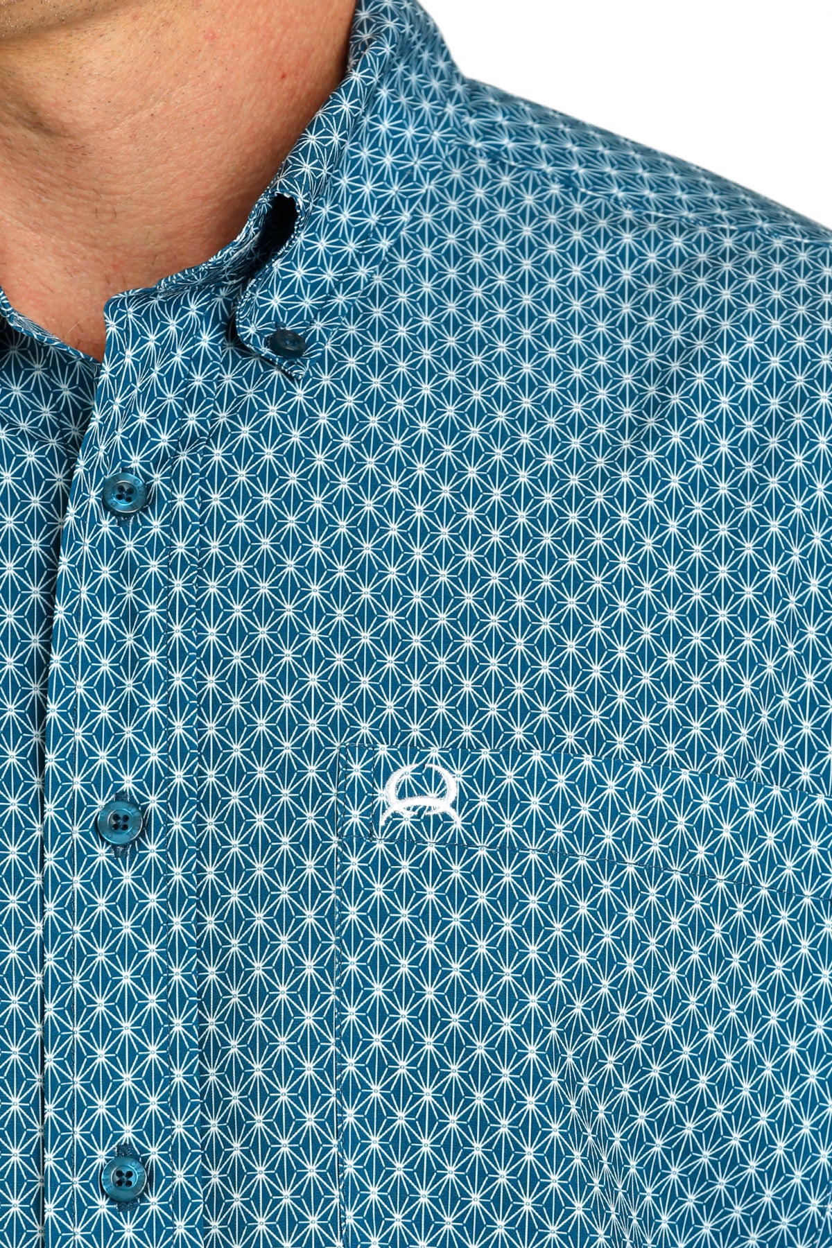 CINCH Men's Teal Short Sleeve ARENAFLEX Button-Down Western Shirt