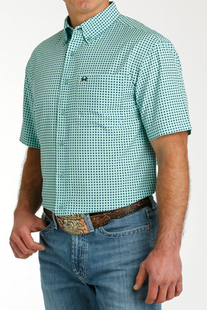 CINCH Men's Turquoise Short Sleeve ARENAFLEX Button-Down Western Shirt