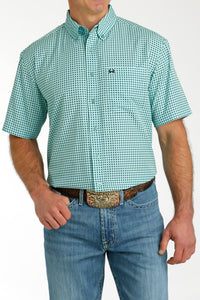 CINCH Men's Turquoise Short Sleeve ARENAFLEX Button-Down Western Shirt