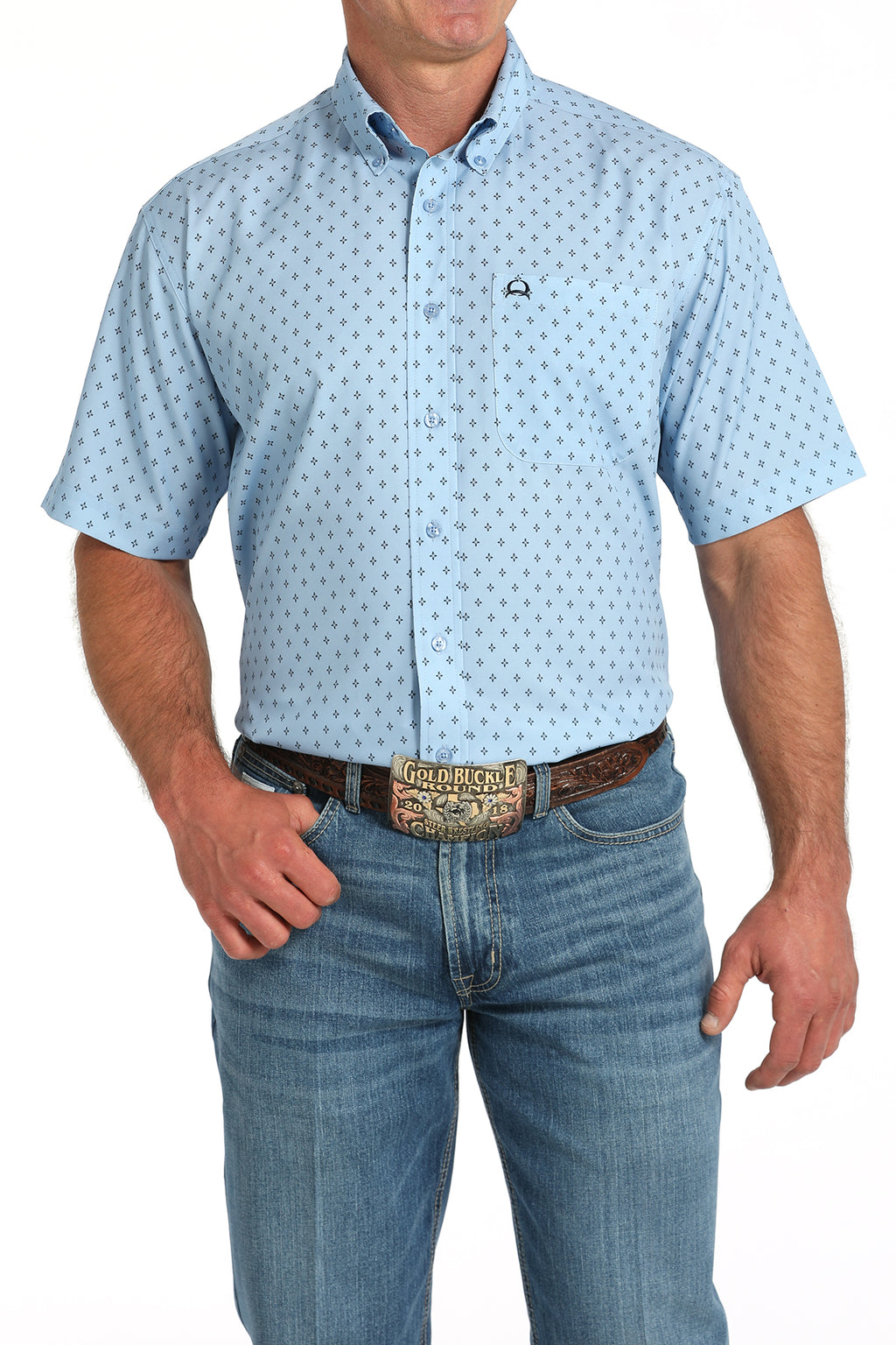 CINCH Men's Light Blue ARENAFLEX Button-Down Western Shirt
