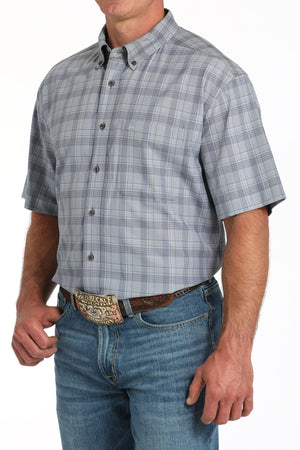 CINCH Men's Grey Plaid ARENAFLEX Button-Down Western Shirt