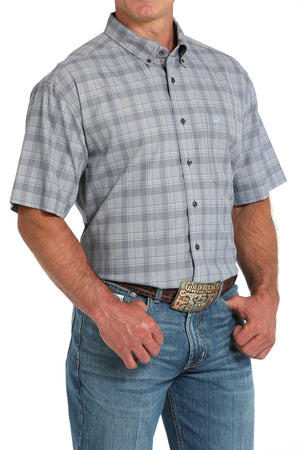 CINCH Men's Grey Plaid ARENAFLEX Button-Down Western Shirt