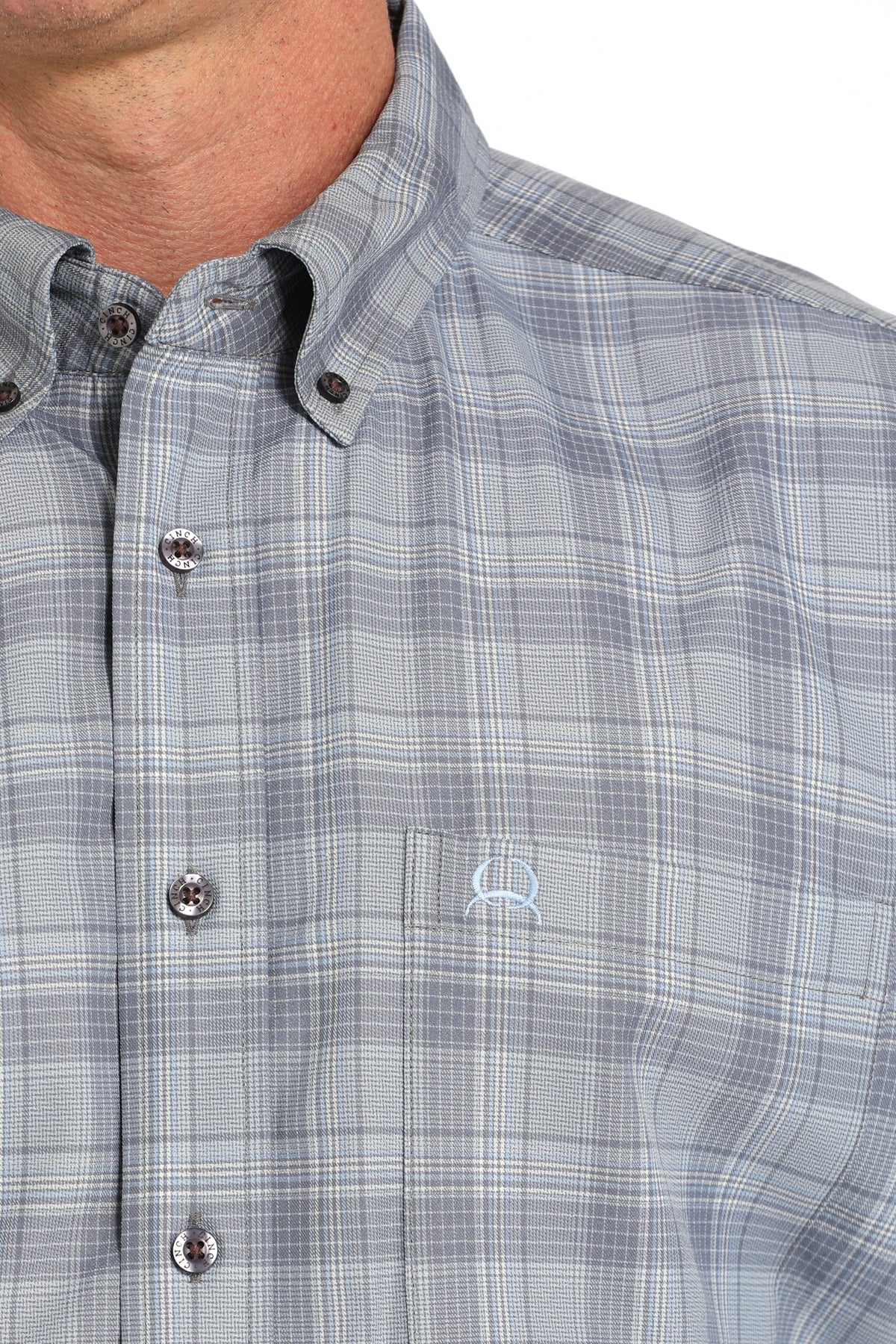 CINCH Men's Grey Plaid ARENAFLEX Button-Down Western Shirt