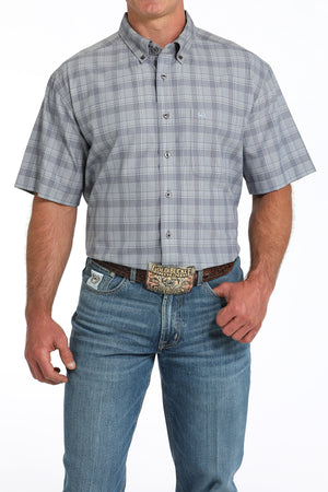 CINCH Men's Grey Plaid ARENAFLEX Button-Down Western Shirt