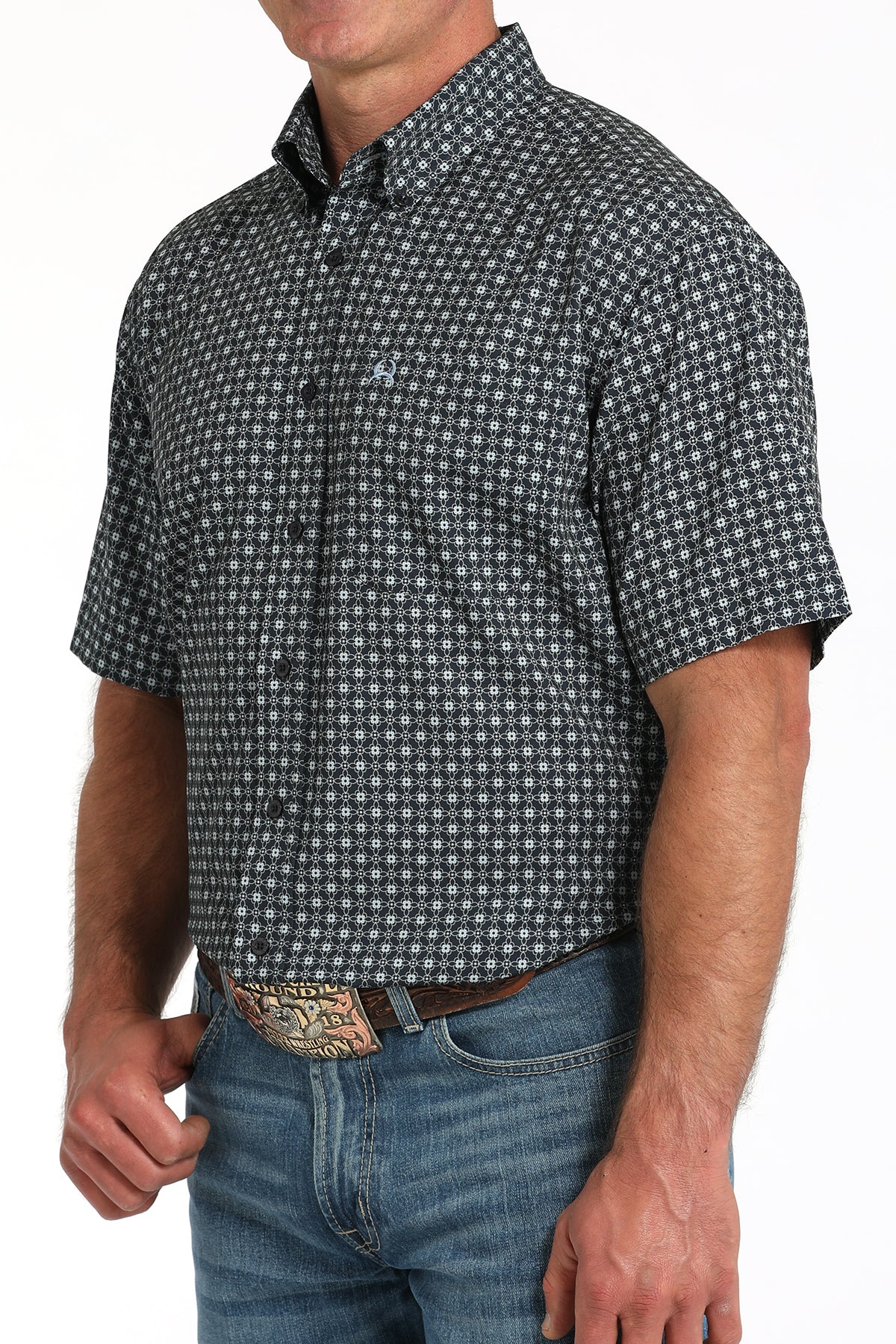 CINCH Men's Navy S/S ARENAFLEX Button-Down Western Shirt