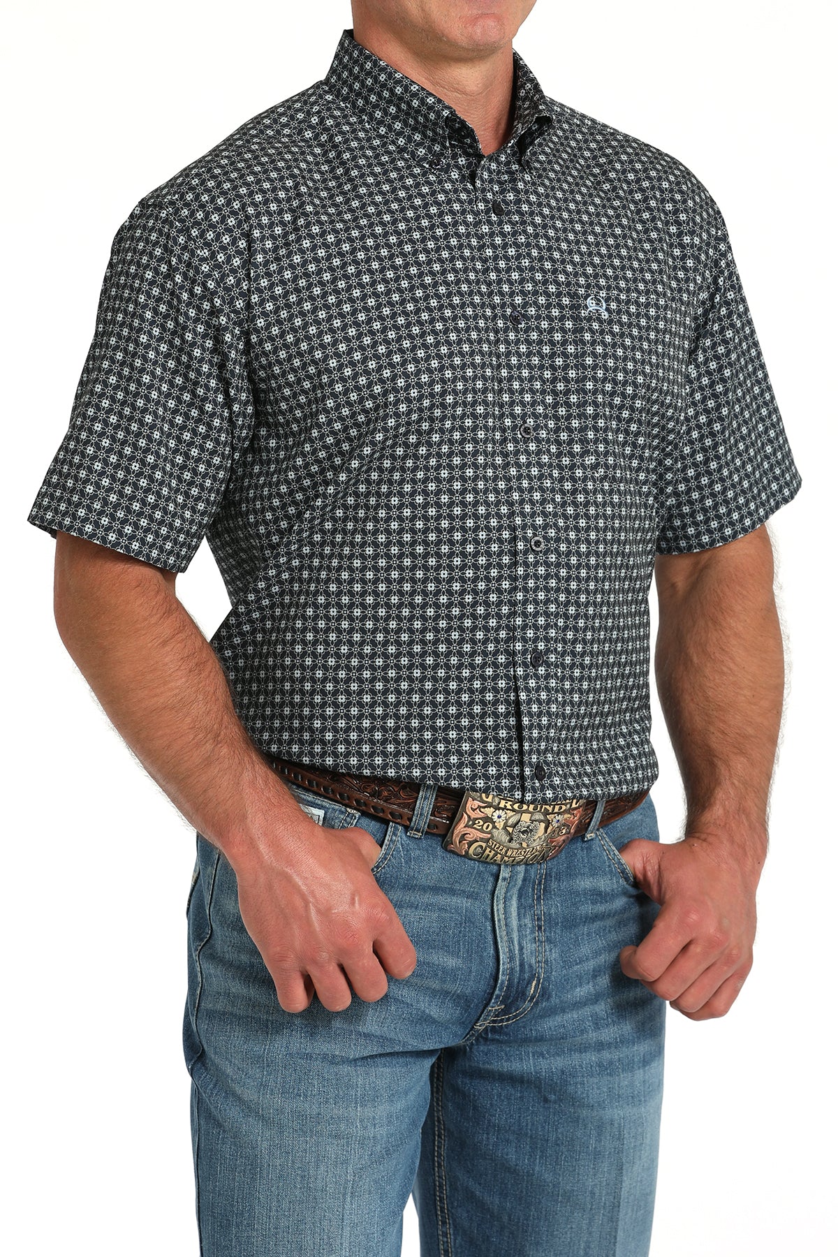 CINCH Men's Navy S/S ARENAFLEX Button-Down Western Shirt