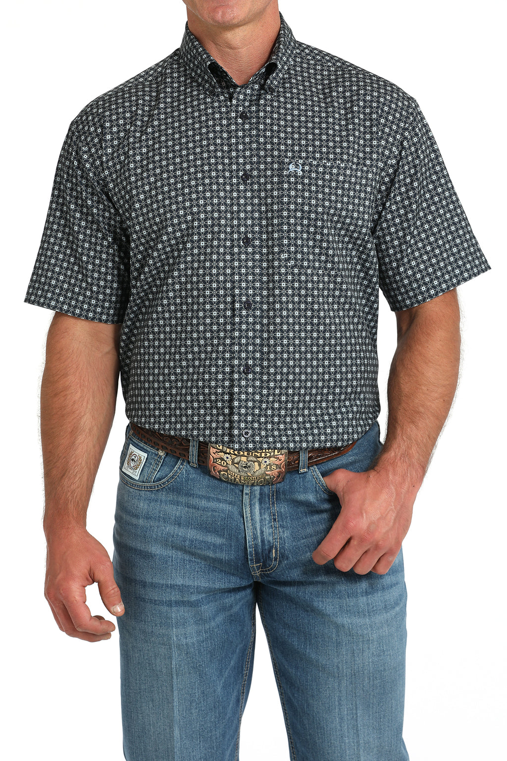 CINCH Men's Navy S/S ARENAFLEX Button-Down Western Shirt