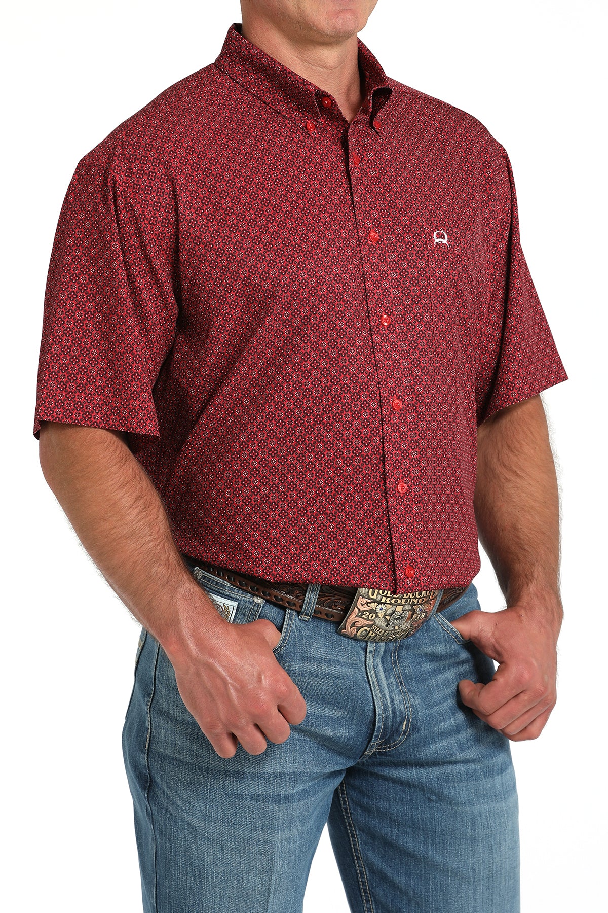 CINCH Men's Red ARENAFLEX Button-Down Western Shirt