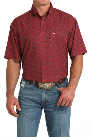 CINCH Men's Red ARENAFLEX Button-Down Western Shirt