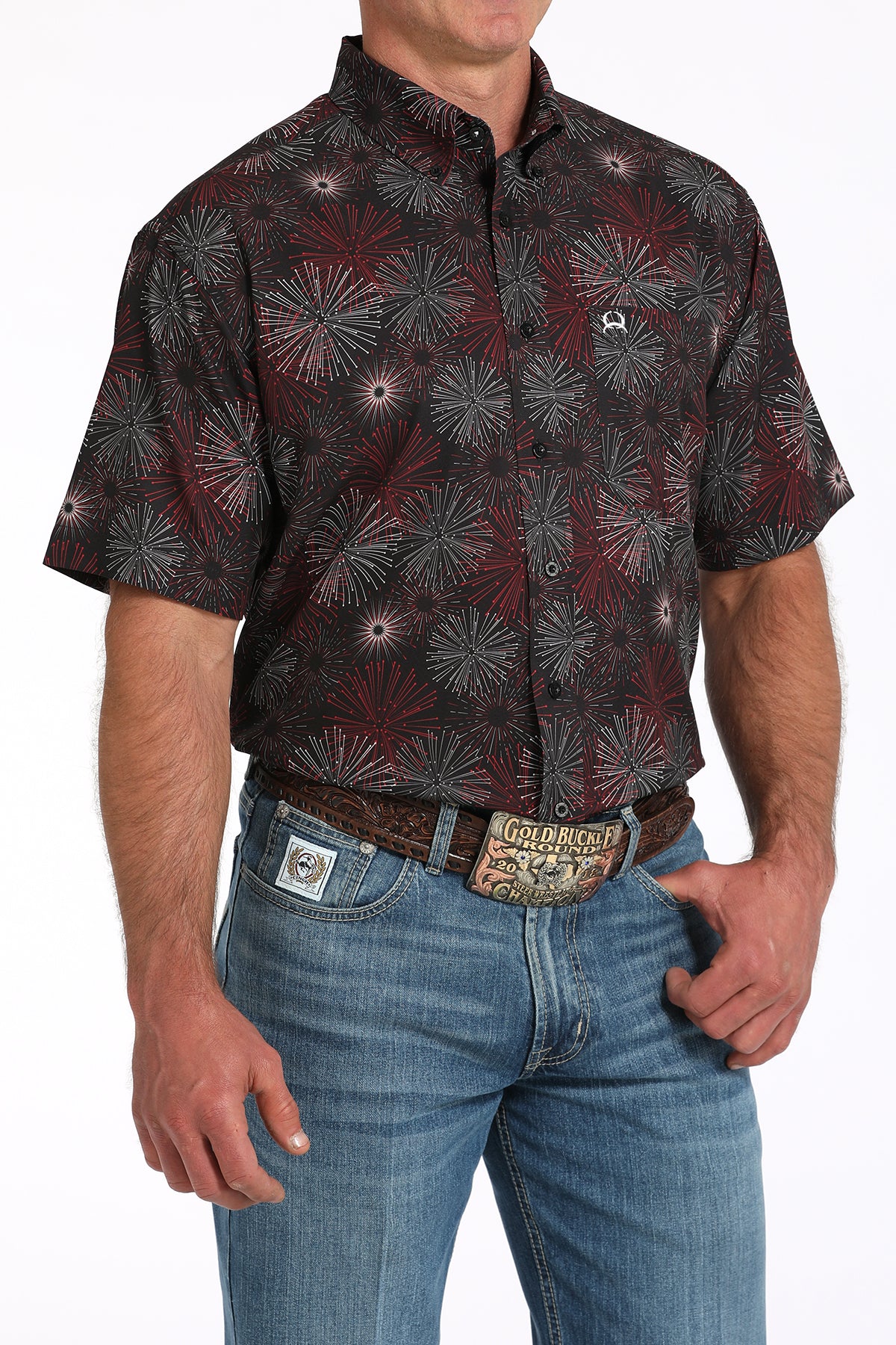 CINCH Men's Black S/S ARENAFLEX Button-Down Western Shirt