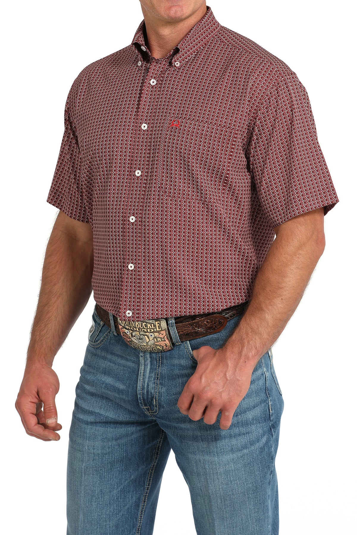 CINCH Men's Burgundy ARENAFLEX Button-Down Western Shirt